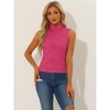 Allegra K Women's Mock Neck Sleeveless Keyhole Back Ribbed Knit Blouses - 4 of 4