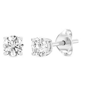 Gilded Lab-Grown Diamond 10KT White Gold & Yellow Gold Stud Earrings for Women, Round Cut, 1/5, 1/4, 1/3, 3/8, 1/2, 3/4, 1 Carat Total Weight - 1 of 4