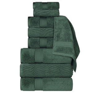 Chevron Zero Twist Cotton Solid and Jacquard Hand Towel Set of 6 by Blue Nile Mills - 1 of 4