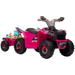 Aosom Kids ATV Quad Car with Back Trailer, 6V Kids Electric Car with Forward Backward Function for Toddlers Ages 18-36 Months - 1 of 4