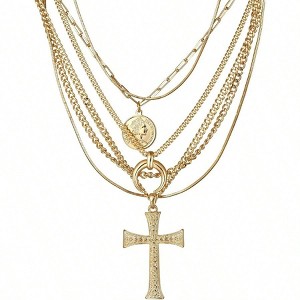 Coin Cross Necklace, Chunky Choker for Women Fashionable and Exquisite, Suitable for Daily Wear - 1 of 4