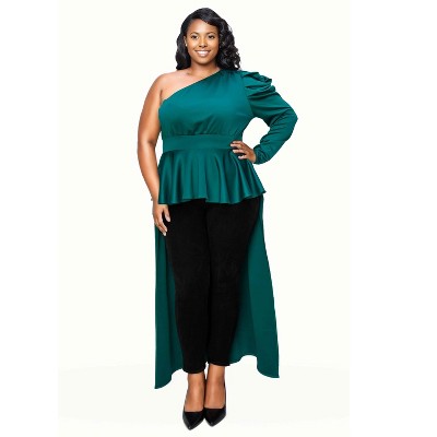 L I V D Women's Nicolette One Shoulder Peplum Top