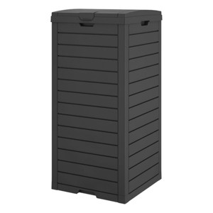 SEVOBAL 31 Gallon Outdoor Trash Can Garbage Can with Lid Waterproof Resin Garbage Patio Waste Bin Garden Backyard Deck, Black, 16.1"*16.26"*33.86" - 1 of 4