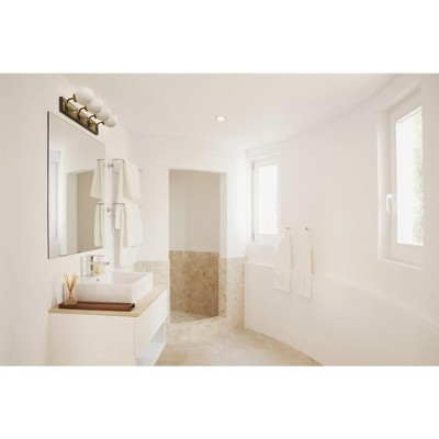 Matte Black and Brass 4-Light Dimmable Vanity Fixture