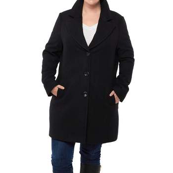 Alpine Swiss Alice Womens Plus Size Wool Overcoat Classic Notch Lapel Walking Coat