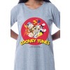 Looney Tunes Womens' Characters Bugs Bunny Nightgown Sleep Pajama Dress Grey - image 3 of 3