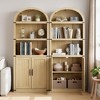 Coolmee Wooden Bookcase with Doors, 71.65 inch Tall Arched Bookshelf, Farmhouse Cabinet with Shelves for Home Office, Living Room - 3 of 4