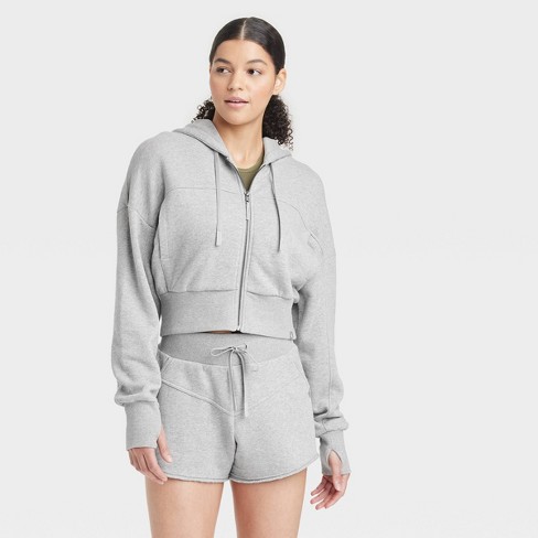 Hooded Full Front Zipper Grey Mix 95% Cotton