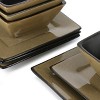 Gibson Elite Kiesling 16 Piece Hard Square Stoneware Dinnerware Set in Taupe and Black - 3 of 4