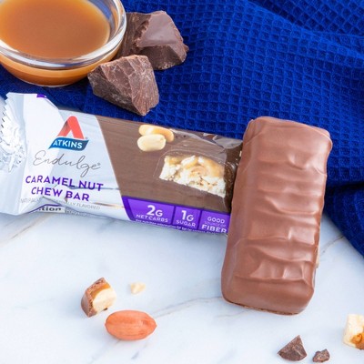 Atkins Endulge Caramel Nut Chew Bar - 5ct/6oz: Chewy, 5g Protein, Ready to Eat