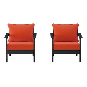WestinTrends Avalon Outdoor Modern HDPE Patio Club Chairs with Deep Seat Cushions (Set of 2) - 1 of 4