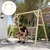 Resenkos 3-Seat Wooden Swing Stand, Patio Swing With Tables, Outdoor Swing for Garden, Pool, Yard, - 3 of 4