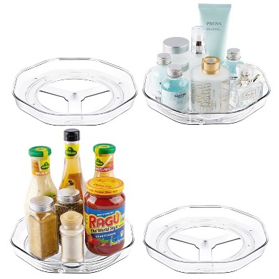 LunaLulinlk Clear Lazy Susan Organizer, 4 Pack Turntable Spice Rack, for Cabinets Kitchen, Countertop, Bathroom, Makeup, 9 Inches