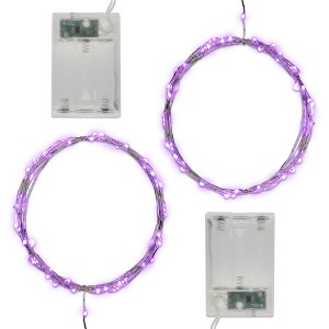 LumaBase Battery-Operated LED Fairy String Lights, Purple - Set of 2 - 1 of 4