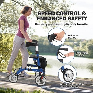 Walker for Seniors, Rollator Walker with Seat, Lightweight Aluminum Walkers with Backrest, Outdoor Rolling Walker Foldable for Seniors - 1 of 4