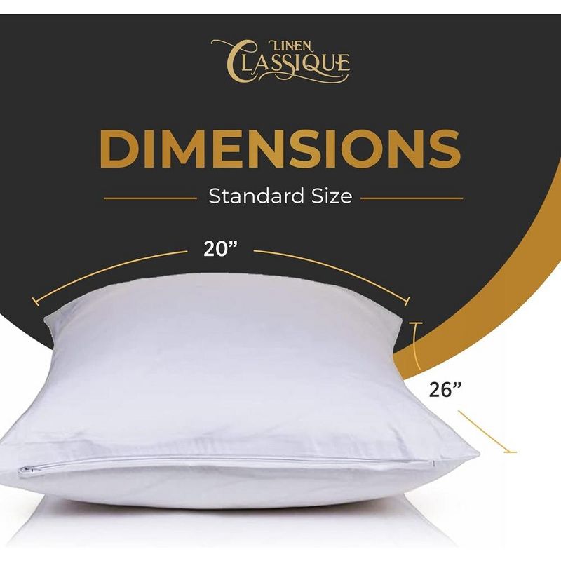 Linen Classique 320TC - Zippered Pillow Protector - White, 5 of 9