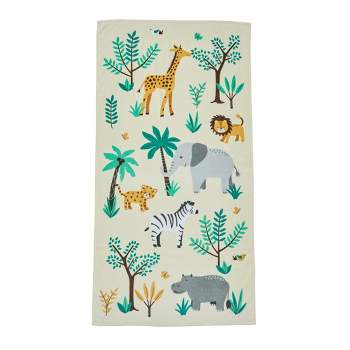 Cotton Vibrant Kids Quick Dry Beach Towel - Great Bay Home (30" x 60", Safari Animals)