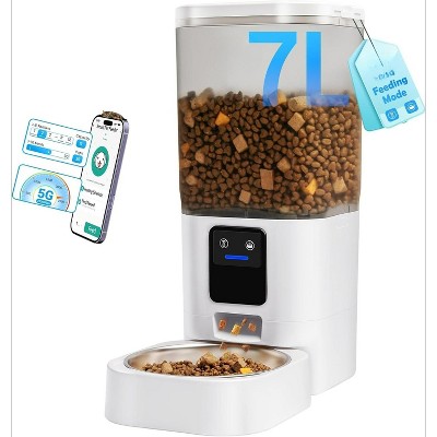 Automatic Cat Dog Feeder with 2K Camera, WiFi Food Dispenser with Night Vision, Large Capacity