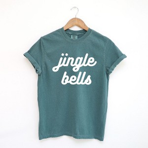 Simply Sage Market Women's Jingle Bells Bold Cursive Short Sleeve Garment Dyed Tee - 1 of 4