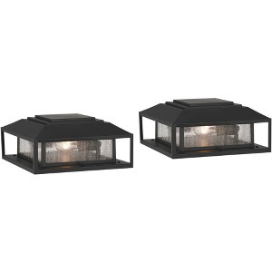 John Timberland Gregor 6" High Modern Outdoor Pier Mount Light Fixture Porch House Exterior Outside Set of 2 Weatherproof Black Seeded Glass Shade - 1 of 4