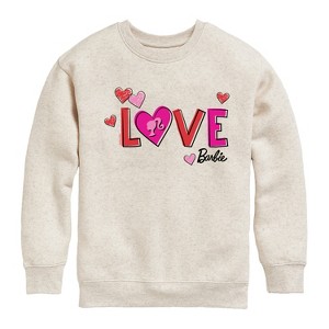 Boys' - Barbie - Patterned Love Graphic Long Sleeve Fleece Sweatshirt - 1 of 4