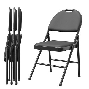 2/4/6 Pack Padded Folding Chairs, PU Leather Upholstered Foldable Chairs Set, Portable High Back Chairs for Office, Party, Dining Room - 1 of 4