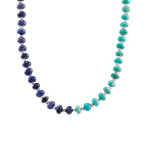 Silpada 'Constant Changes' Sterling Silver with Rhodium-Plating Lapis and Turquoise Bead Necklace, 18" + 2" (4-4.5mm) - 1 of 4