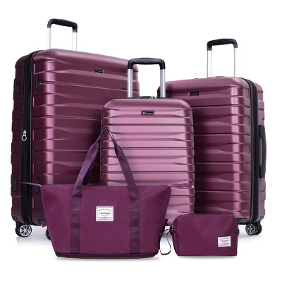 5 Piece Hard Shell Luggage Set with TSA Lock and Spinner Wheels Lightweight Expandable Travel Bags - Cuddlewood