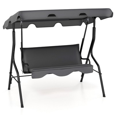 Tangkula 3-Person Swing Chair Porch Swing Seat w/ Adjustable Canopy Removable Cushion