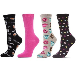 MeMoi 4 Pair Bundle Women's Novelty Crew Socks - 1 of 1