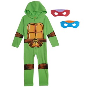 Teenage Mutant Ninja Turtles Zip Up Cosplay Costume Coverall and Masks Toddler - 1 of 4