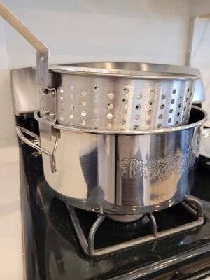 Bayou Classic 10 Quart Stainless Steel Fry Pot with Lid and Basket