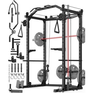 Acekool Multi-Functional Power Cage with Pulley System, 2000LB Capacity, Full Body Squat Rack, Home Gym - 1 of 4