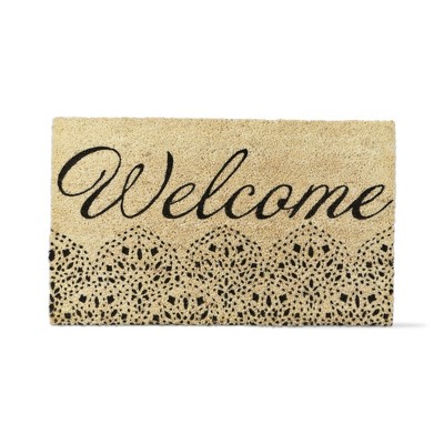 tagltd 1'6" x 2'6" Welcome Sentiment Fan Print Coir Mat Rectangle Indoor and Outdoor Coir Door Welcome Mat Beige