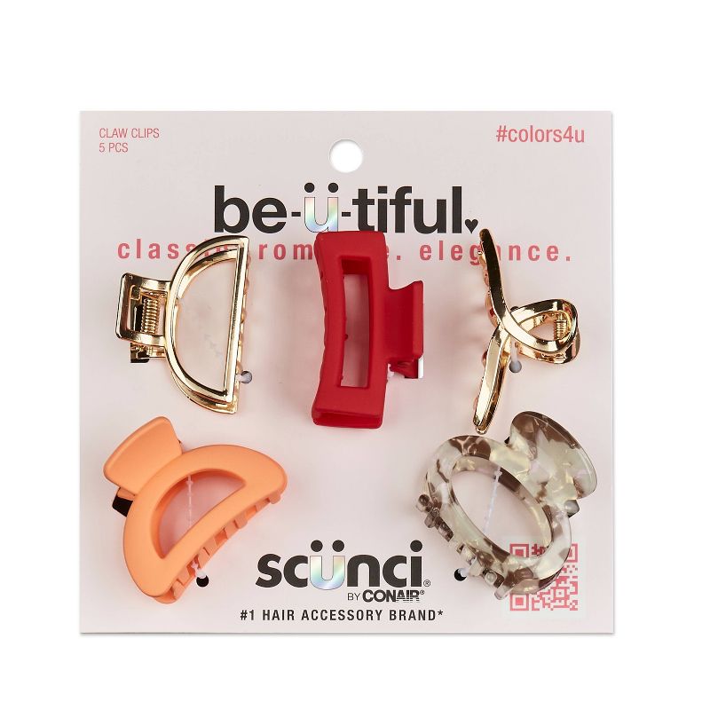 sc&#252;nci be-&#252;-tiful Mixed Shapes Open Center Claw Clips - Mixed Finish - 5pcs, 1 of 7