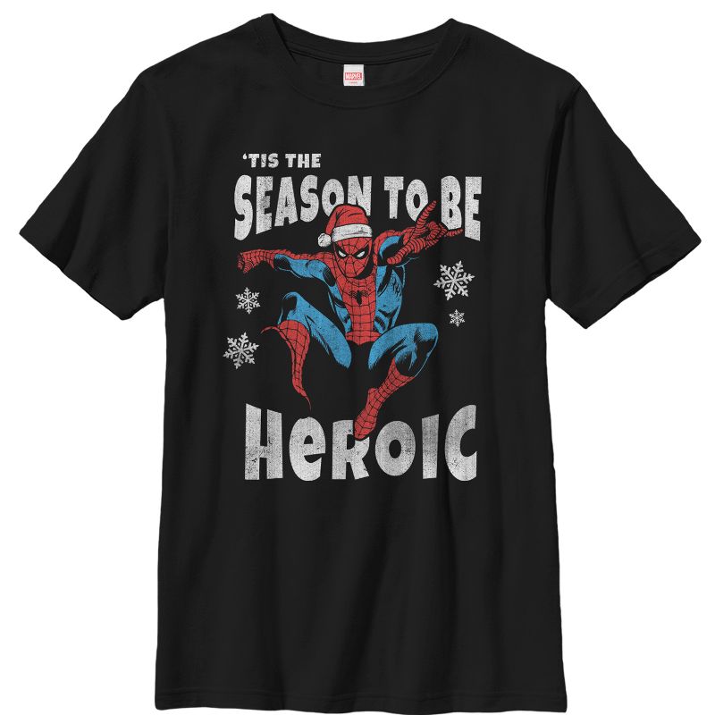 Boy's Marvel Christmas Spider-Man Heroic Season T-Shirt, 1 of 5