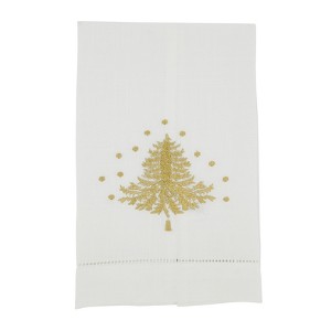 Saro Lifestyle Merry & Bright Embroidered Christmas Tree Guest Towel (Set of 4) - 1 of 3