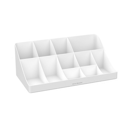 Mind Reader Anchor Collection, 11-Compartment Coffee Cup and Condiment  Organizer with 2 Drawers, White