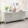 TiramisuBest Retro 3-Door Sideboard with Large Storage Space，Rattan Doors and Metal Handles, Accent Cabinet for Living and Hallway (Antique Black) - 3 of 4