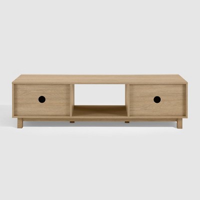 Coastal Oak Modern Fluted 2-Door TV Stand