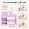Kids Vanity Table and Chair Set with Mirror , Makeup Vanity Desk with Drawer and Open Storage Shelves, for Little Girls - 2 of 4