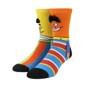 Sesame Street Bert & Ernie Women's Casual Crew Socks With 3D Arms & Magnetic Hands - 1 of 4