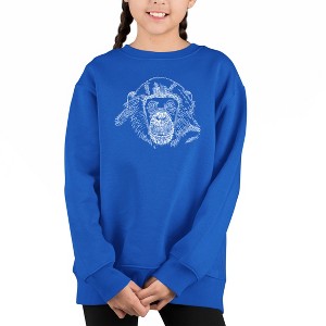 LA Pop Art Chimpanzee - Girl's Word Art Crewneck Sweatshirt - 1 of 3