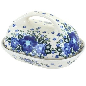 Blue Rose Polish Pottery 331 Vena Butter Dish - 1 of 2