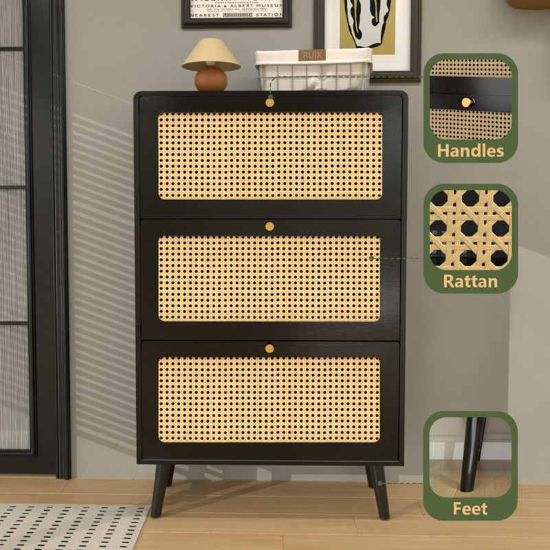 31.49" Rattan Narrow Shoe Cabinet with 3 Filp Drawers, Freestanding Shoe Storage Organizer for Entryway 4M - ModernLuxe, 4 of 8