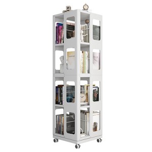 PAGED All-Steel Rotating Bookshelf 4-Tier Large Size Spacious Book Rack with Wheels for Living Room, Home Office - 1 of 4