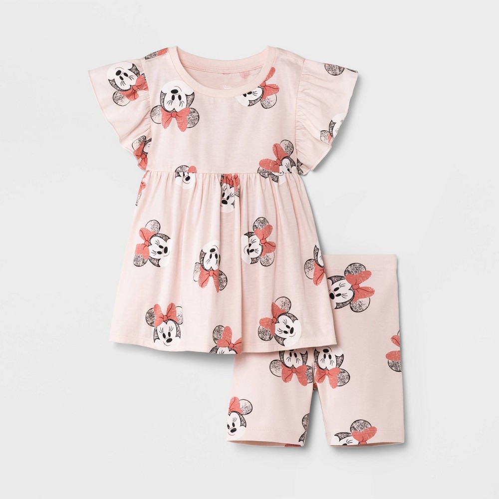 Toddler Girls' 2pc Minnie Mouse Top and Bottom Set - Pink 12M