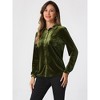 INSPIRE CHIC Women's Pocket Front Velvet Long Sleeve Casual Button Down Shirt - 3 of 4