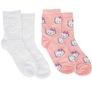 Womens Hello Kitty Face Print Crew Socks 2-Pack - 1 of 4