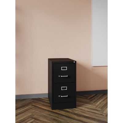 Black 2-Drawer Lockable Vertical File Cabinet